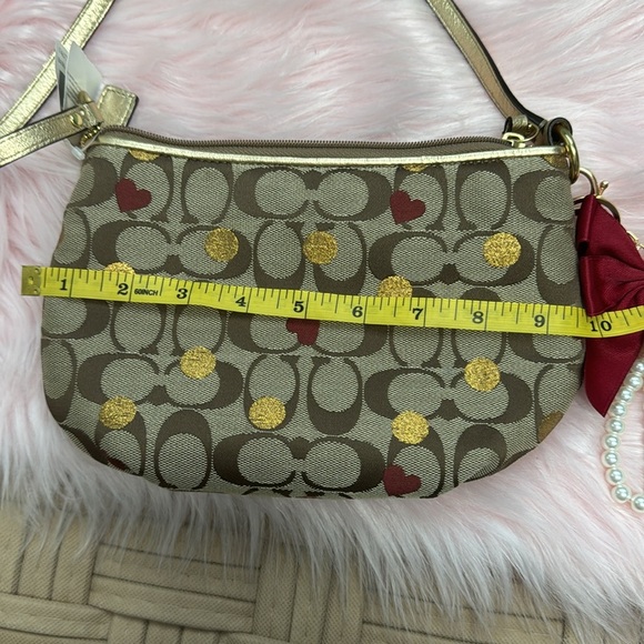 Coach Brown and Gold Fall Crossbody Bag with Red Accent - Picture 7 of 9